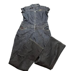 Vintage Y2K‎ Fubu Denim Jumpsuit Zip Up Retro Blue Womens Size 16W Skater